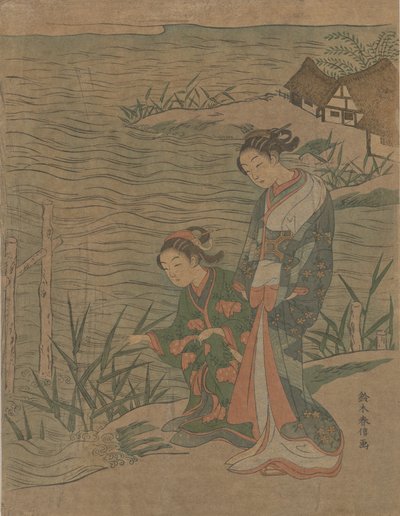 To unge damer ved kysten, ca. 1768., ca. 1768. av Suzuki Harunobu