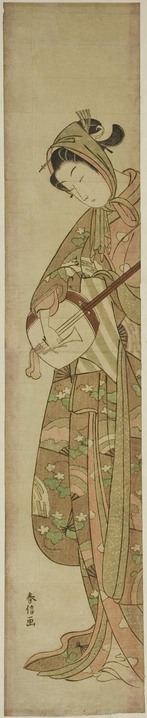 Kvinne som spiller Shamisen av Suzuki Harunobu
