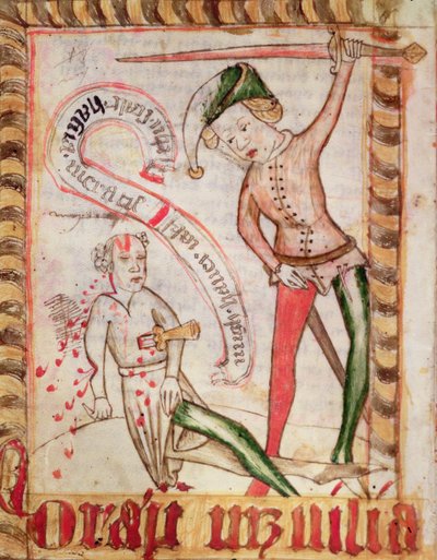 Forbrytelse, fra Magnus Erikssons nasjonale lovsamlinger (1319–64) ca. 1450 (vellum) av Swedish School