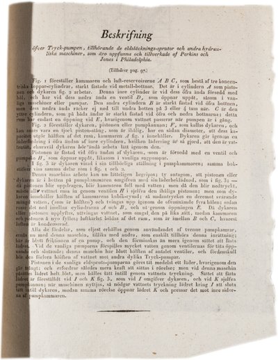 Beskrivelse av hydraulisk teknologi i Philadelphia fra Klinckowstroms Atlas i USA, 1824 (trykk) av Swedish School