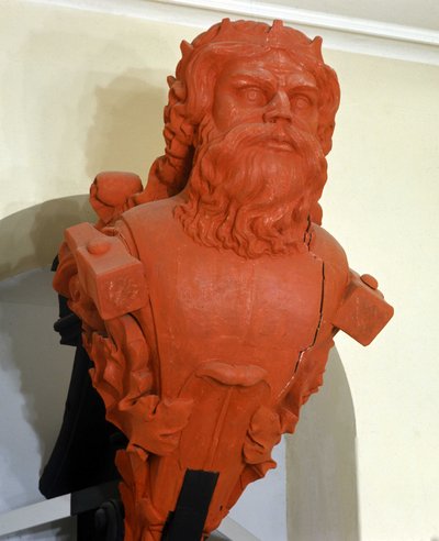Figur av den svenske korvetten Thor, oppkalt etter den skandinaviske guddommen. Dens symbol er hammeren. Bygget i 1841. Marinmuseum Karlskrona, Sverige. av Swedish School