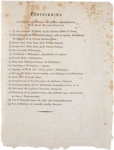 Liste over illustrasjoner fra Klinckowstroms Atlas of the United States, 1824 (trykk) av Swedish School
