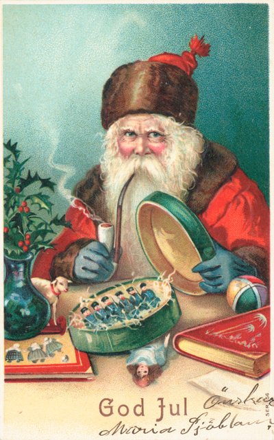 Svensk julekort (fargelitografi) av Swedish School