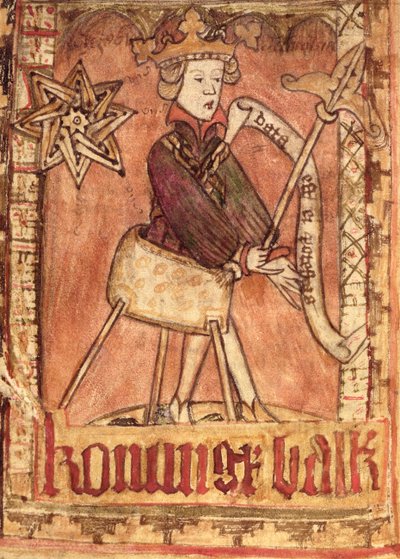 Kongen utdeler rettferdighet, fra Magnus Erikssons nasjonale lovkoder (1319-64) ca. 1450 av Swedish School