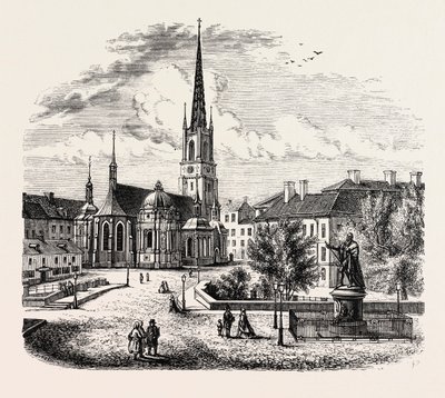 Riddarholmen Church, Riddarholmskyrka, Stockholm, Sverige (gravering) av Swedish School