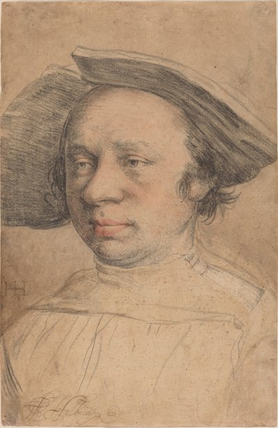Portrett av en mann i en bredbremmet hatt av Swiss 16th Century after Hans Holbein the Younger