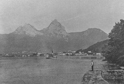 Brunnen and the Mythen, Lac des IV Cantons (s/hvitt-bilde) av Swiss Photographer