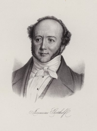 Albert Bitzius , sveitsisk romanforfatter som skrev under pennenavnet, Jeremias Gotthelf (gravering) av Swiss School