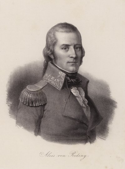 Alois von Reding , sveitsisk militæroffiser, revolusjonær og politiker (gravering) av Swiss School