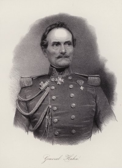 Emanuel Hahn, sveitsisk general (gravering) av Swiss School