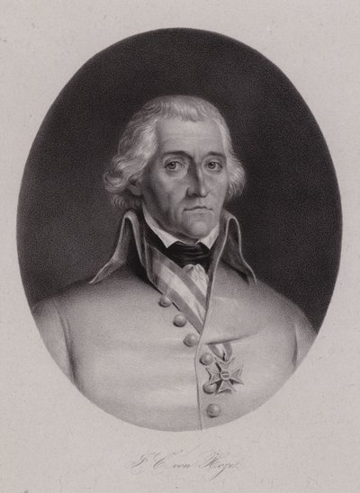 Friedrich Freiherr von Hotze , sveitsiskfødt general i den østerrikske hæren under de franske revolusjonskrigene (gravering) av Swiss School