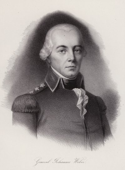 Johann Weber, sveitsisk general drept i slaget ved Frauenfeld (gravering) av Swiss School