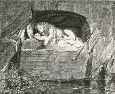 Monument i Luzern til de sveitsiske vaktene som falt mens de forsvarte den kongelige familien i Frankrike, 10. august 1792 av Swiss School