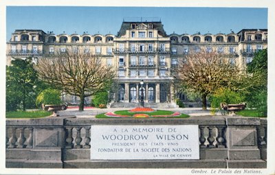 Postkort fra Palais des Nations i Genève, postkort ca. 1924 av Swiss School