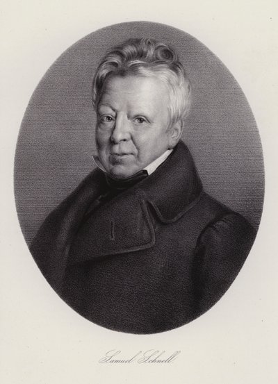 Samuel Ludwig Schnell , sveitsisk advokat (gravering) av Swiss School