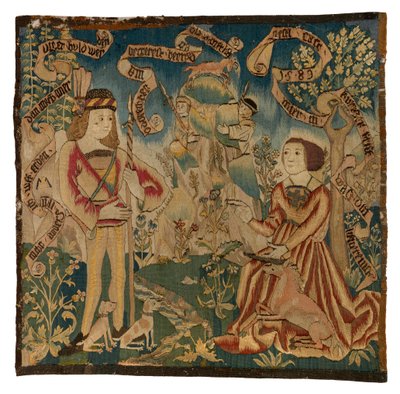 Tapetpanel som viser Hunt of the Unicorn, laget i Sveits eller Øvre Rheinland av Swiss School