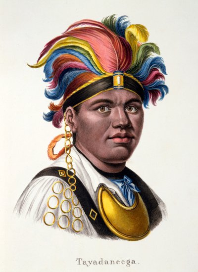 Tayadaneega: Høvding for en av Stillehavsøyene, fra etnologisk studie av forskjellige rasetyper fra forskjellige kontinenter, av C.I. Brodtmann, 1824 av Swiss School
