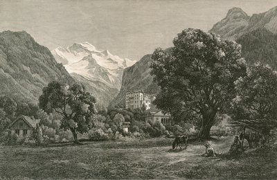 Jungfrau, og åpningen av Lauterbrunnen-dalen, fra nær Interlaken av Swiss School