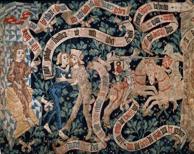 Wild Man and Woman - The Legend of the Count of Savoy, tidlig på 1400-tallet, produksjon av Basel (teppe) av Swiss School