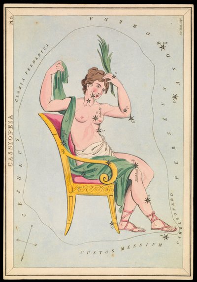 Kassiopeia, ca. 1825 (kort, papir, silkepapir) av Sydney Hall