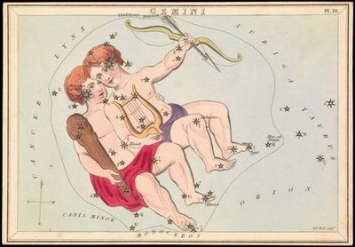 Tvillingene, ca. 1825 (kort, papir, silkepapir) av Sydney Hall