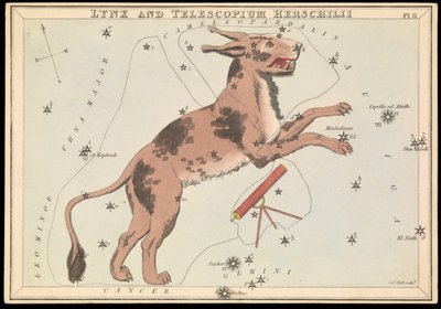 Gaupe og Telescopium Hereschilii, ca. 1825 (kort, papir, silkepapir) av Sydney Hall