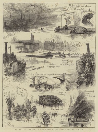 En kunstners notater ved Oxford og Cambridge Boat Race av Sydney Prior Hall