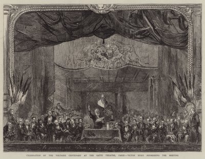 Feiring av Voltaires hundreårsjubileum på Gaite Theatre, Paris, Victor Hugo taler til møtet av Sydney Prior Hall
