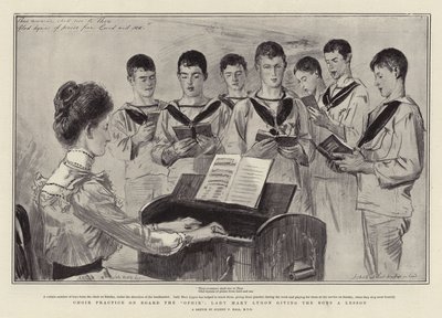 Kortrening om bord i Ophir, Lady Mary Lygon gir guttene en leksjon av Sydney Prior Hall