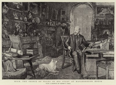 H R H Prinsen av Wales i hans studie ved Marlborough House av Sydney Prior Hall