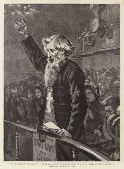 I mørkeste England foreleste general Booth om emigrasjonsordningen hans av Sydney Prior Hall