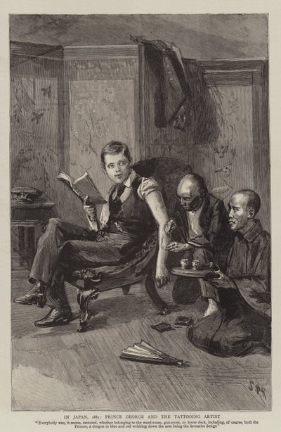 I Japan, 1881, prins George og tatoveringskunstneren av Sydney Prior Hall