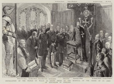 Installasjon av prinsen av Wales som storprior for Hospital of the Order of St John of Jerusalem i England av Sydney Prior Hall