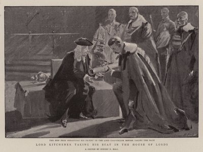 Lord Kitchener tar plass i House of Lords av Sydney Prior Hall
