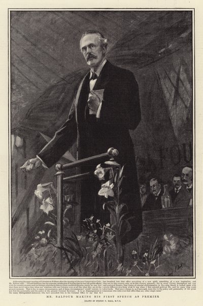 Herr Balfour holder sin første tale som statsminister av Sydney Prior Hall