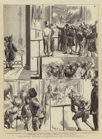 Våre indiske besøkende i London, på National Gallery av Sydney Prior Hall