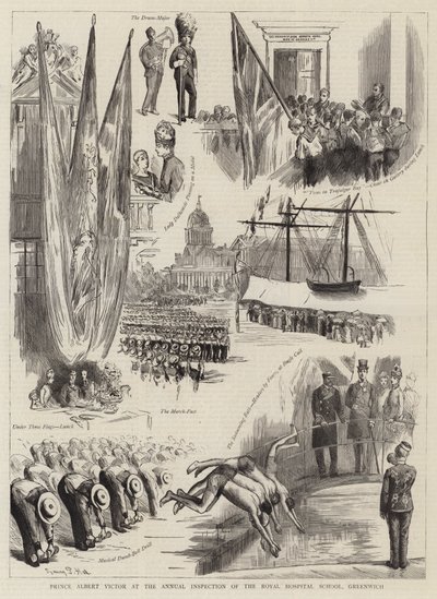 Prins Albert Victor ved den årlige inspeksjonen av Royal Hospital School, Greenwich av Sydney Prior Hall