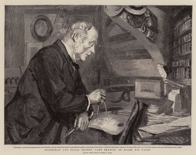 Statsmann og sjøekspert, Lord Brassey om bord på sin yacht av Sydney Prior Hall