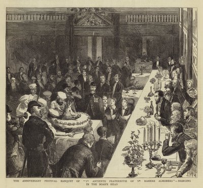 Jubileumsfestivalen til Ye Antiente Fraternitie av Ye Rahere Almoners, som bringer inn villsvinets hode av Sydney Prior Hall