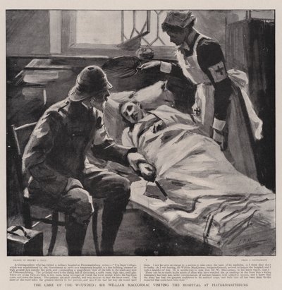The Care of the Wounded, Sir William MacCormac besøker sykehuset i Pietermaritzburg av Sydney Prior Hall