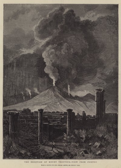 Vesuv-utbruddet, utsikt fra Pompeii av Sydney Prior Hall