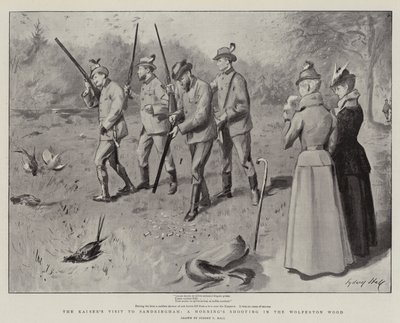 Kaisers besøk til Sandringham, en morgenskyting i Wolferton-skogen av Sydney Prior Hall