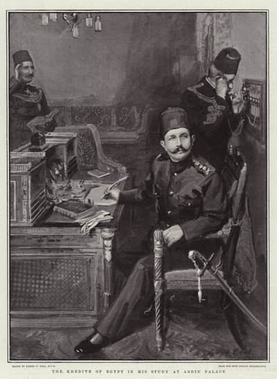 Egyptens Khedive i hans studie ved Abdin-palasset av Sydney Prior Hall