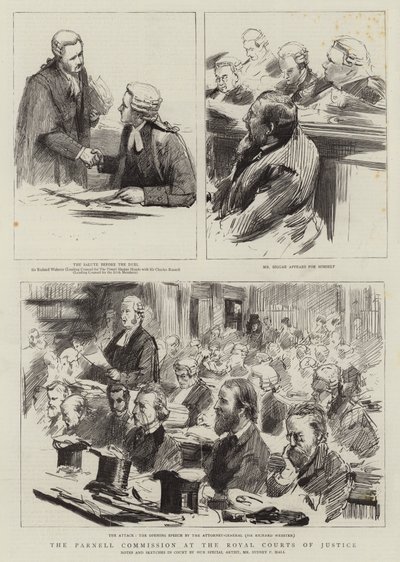 Parnell-kommisjonen ved Royal Courts of Justice av Sydney Prior Hall