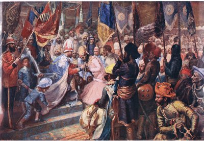 Prinsen av Wales i India, illustrasjon fra Cassells History of England, 1900-tallet av Sydney Prior Hall
