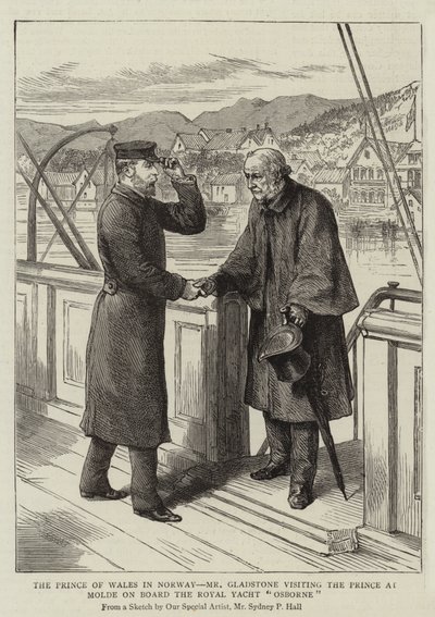 Prinsen av Wales i Norge, Mr Gladstone besøker Prinsen i Molde ombord på Royal Yacht Osborne av Sydney Prior Hall