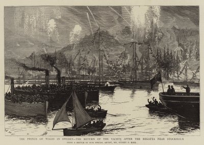 Prinsen av Wales i Sverige, yachtenes retur etter regattaen nær Stockholm av Sydney Prior Hall