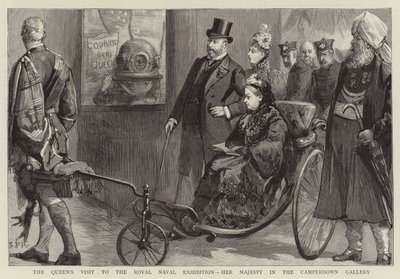 Dronningens besøk på Royal Naval Exhibition, Hennes Majestet i Camperdown Gallery av Sydney Prior Hall