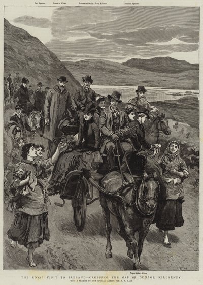 Det kongelige besøket til Irland, krysser Gap of Dunloe, Killarney av Sydney Prior Hall