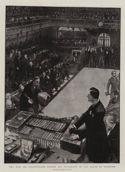 Krigen, Mr Chamberlain avgir sin uttalelse i Underhuset av Sydney Prior Hall